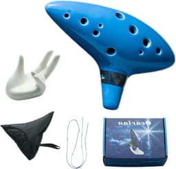 Allecto Plus - Ceramic Ocarina | Zelda Ocarina 12-Hole Alto C | Voor Musical Instruments - Ocarina of Time + Hand Rest - Fabric Cover + Rope | Liefhebbers van Muziekinstrumenten — thumbnail 1