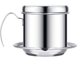 Vietnamese Koffie Maker - Herbruikbaar - Rvs Koffiefilter - Slow Coffee Maker - Cafetière Drip Gieter - Dripper Koffiemaker - Ideaal Voor Op Reis En Op De Camping - 10.1×7.5×8.1cm - Zilver