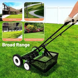 Handgrasmaaier 5 messen - Stille grasmaaier - Gazononderhoud - Milieuvriendelijk en CO2-arm - 16 inch breed - Groen — thumbnail 5