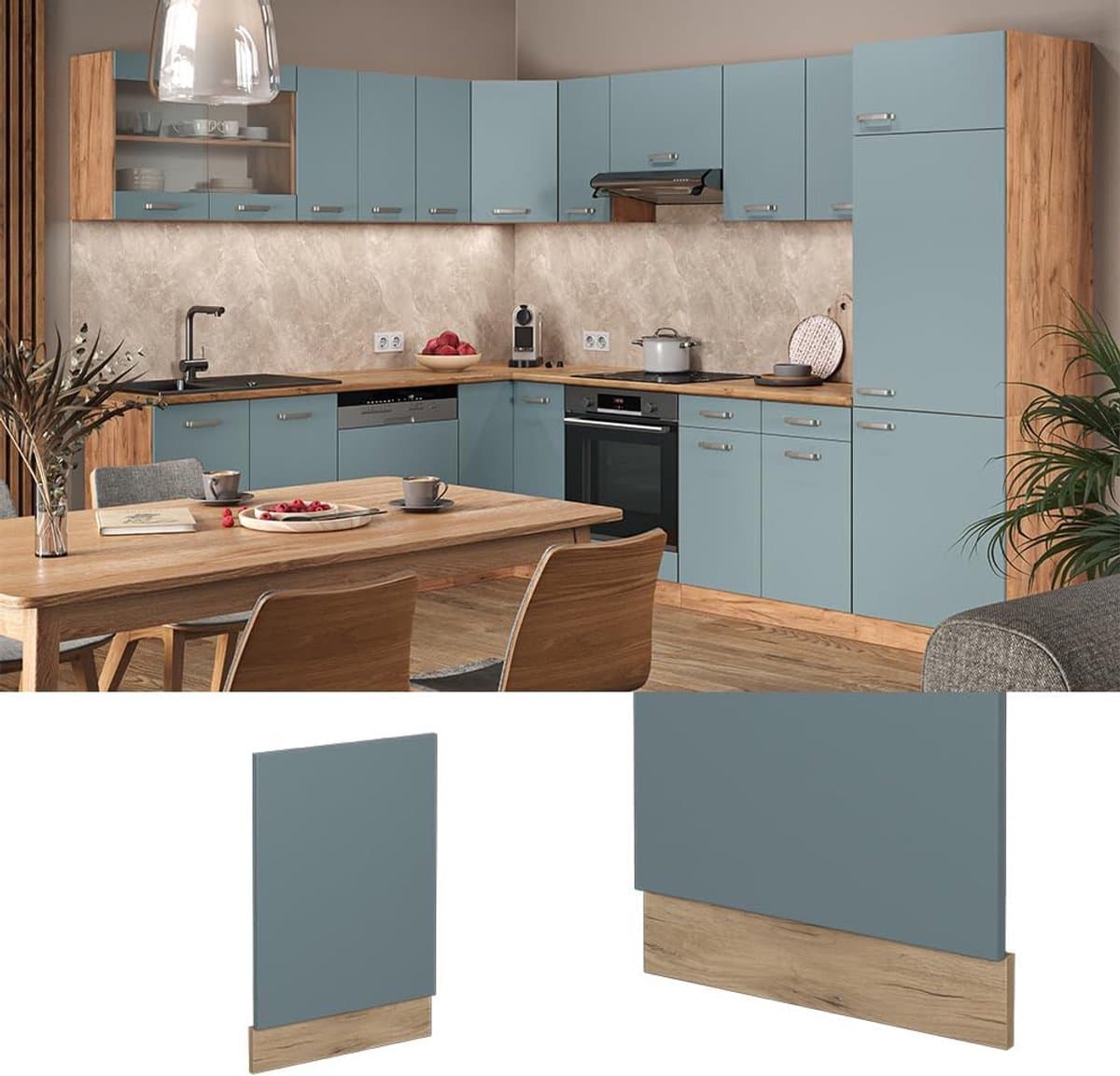 Vaatwasserpaneel - Frontpaneel Keuken - Keuken Upgrade - Modulair Systeem - 45 cm Breed - Blauw-grijs — afbeelding 1
