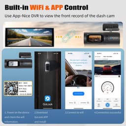 Dashcam Auto, 2K WiFi met App Controle, Dashcam Voorkant Binnenkant met 64GB SD Kaart, Ingebouwd Display 1.5 inch, Dashcam Ondersteunt Parkeer Bewaking, G-Sensor, Lus Opname, Loop Recording — thumbnail 2