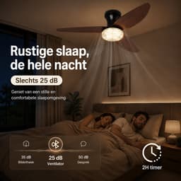 Rosnek Plafondventilator met Verlichting Hout & Kristal - 100 cm Stille DC Motor - Dimbare LED Plafondlamp met Ventilator - Zomer- en Winterstand - Luxe Ventilatorlamp voor Woonkamer, Slaapkamer & Terras — thumbnail 3