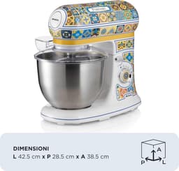 Keukenmachine - Planeetmenger - Bakken en Koken - Krachtige 2400 Watt Motor - 5.5 Liter Cup - Geel Blauw — thumbnail 5