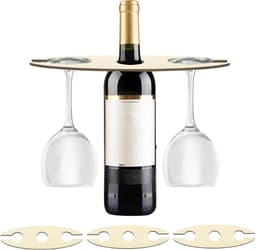 Houten wijn glas houders voor buiten, perfect voor picknicks, inclusief 8 glazen voor wijnliefhebbers om van hun wijn te genieten — thumbnail 1