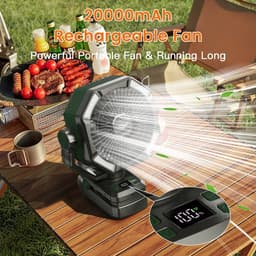 DIMICO - Draagbare Camping Ventilator - Handventilator - Portable Clip Fan - Dubbele Motor - Oplaadbaar - 20000mAh - 5 Standen — thumbnail 3
