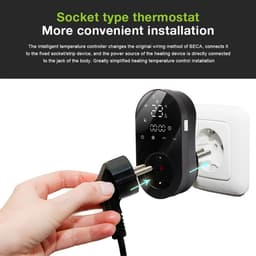 Slimme Thermostaat Stekker - Digitale Energiestekker - Temperatuur Regelen - Afstandsbediening Via WiFi - 16A - Zwart — thumbnail 4