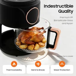 Heteluchtfriteuse - Airfryer - Gezond Koken - Zichtbare Glazen Mand - 42 Liter - Zwart — thumbnail 2
