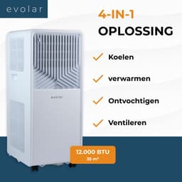 Evolar Mobiele Smart Airco - 12000 BTU - Koelen & Verwarmen - WiFi - App & Afstandsbediening - Airconditioner - met Afvoerslang - Slaapkamer, Woonkamer, Kantoor - EVO-012CHW — thumbnail 5