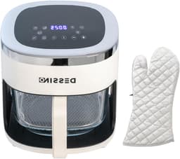 Digitale Airfryer - Hete Lucht Oven - Gezond Frituren - Glazen Mand 360 Graden - 4.2 Liter - Wit — thumbnail 1