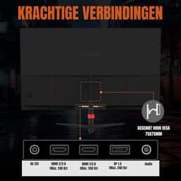 TIM® Gaming Monitor 240hz - Gaming Monitor - Zwart - ‎‎16cm x 56cm x 42cm — thumbnail 4