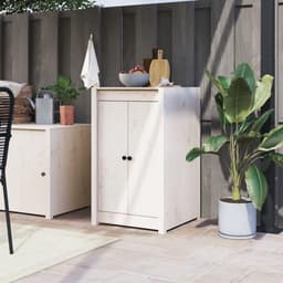 Deuren Buitenkeuken - Kastdeuren Hout - Buiten Koken - Massief Grenenhout - 50x9x82 cm - Wit — thumbnail 1