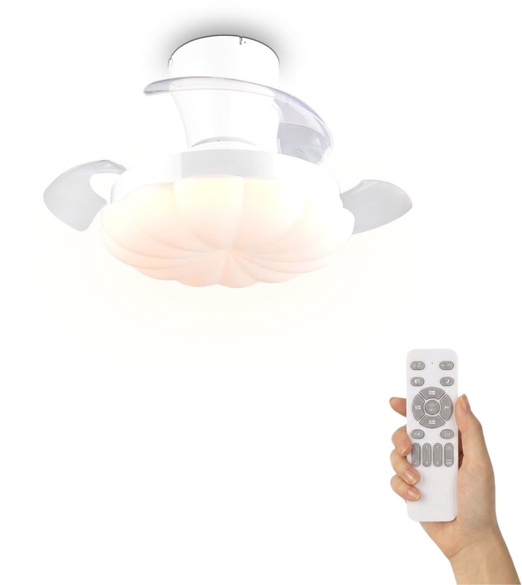Fantiluxe - Ingrid - Plafondventilator met verlichting - Wit - Ø60cm - Afstandsbediening - Met lamp - Plafond ventilator - Slaapkamer — afbeelding 1