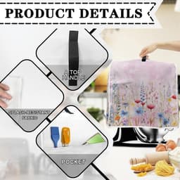 Mixerhoes Met Bloemenprint - Keukenmachine Cover - Keuken Organisatie - Met Opbergvakken - 43.5 x 27.5 x 37.5 cm - Roze — thumbnail 2