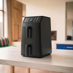 Dubbele Airfryer - Heteluchtfriteuse Dubbel - Gezond Koken - PFAS-vrije Anti-aanbaklaag - 11 Liter - Zwart — thumbnail 2