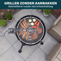 Princess Hybride Kogel BBQ - Elektrische en Houtskool Barbecue - 2000W - Verstelbare Afneembare Thermostaat - Grillrooster met coating - Deksel met Ingebouwde Thermometer - 112270 — thumbnail 5