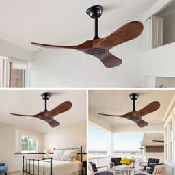 Merdoo Plafondventilator zonder Lamp - 42 inch - 3 Houten Bladen - Afstandsbediening - Zwart/Walnoot — thumbnail 5