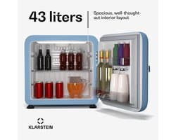 Klarstein Audrey Evo 45L minikoelkast - retro design, stil (40 dB), compacte koelkast met verstelbare pootjes en omkeerbare deur, mechanische thermostaat, wit, ideaal voor slaapkamers en kantoren