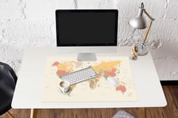 Muismat XXL 90x60 cm - Bureau onderlegger - Bureau mat Wereldkaart - Realistisch - Beige - Bureaumat - Gaming mousepad xl - Bureaulegger groot - Computer deskmat — thumbnail 5