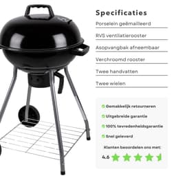 Cheqo® Barbecue - BBQ - Verrijdbare Kogelbarbecue - Houtskool BBQ met Deksel - Verplaatsbaar met Wielen - Inclusief EBOOK — thumbnail 4