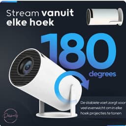 Mini Beamer Draagbaar 2025 - Alles-in-één Smart TV Projector - Android 11.0 - WiFi 6 & Bluetooth 5.2 - 4k Beeldkwaliteit - Wit - Lumen - Home Cinema - Dollssbeauty — thumbnail 3
