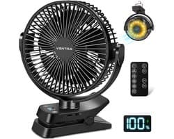 VENTRA® Draadloze Ventilator – Ventilator – Tafelventilator – Handventilator - Mini Ventilator - 5 Windsnelheden - 12000 mAh - 28,6 x 24,4cm