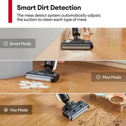 Stofzuiger - Draadloze Vacuum Cleaner - met Zelfreinigend & Dweil Functie - tot 50 min Looptijd - Slimme Vuildetectie - 3 Reinigingsmodi - LCD-scherm - Dubbele Tank - Zelfrijdend - 2500 mAh - 80 dB - 12 Ampère - 28 x 20 x 110cm - Zwart — thumbnail 2