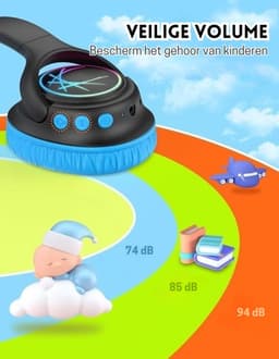 StayPowered Koptelefoon voor Kinderen - de Ultieme Kinderhoofdtelefoon met 43 Uur Speeltijd en Veilige Volumebegrenzing - Ingebouwde Verlichting - Opvouwbaar Ontwerp - USB C - Bedraad/Bluetooth - Zwart/Blauw - Levering Sneller dan Aangegeven! — thumbnail 3