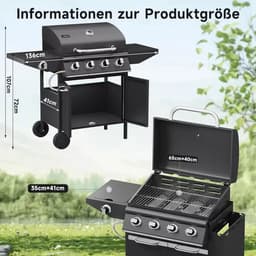 BORVAT® - homelux -15kW Gasbarbecue Grillwagen met 4+1 Branders en Zijbrander - Gasgrill BBQ — thumbnail 4