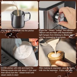 Rumi Espresso Koffiezetapparaat - koffieapparaat met bonen - koffieapparaat met LCD Touch - Halfautomatische - Expressomachine met Pomp Cappuccino - koffieapparaat met Waterreservoir - koffie Reinigingsaccessoires - Expessomachine - — thumbnail 3