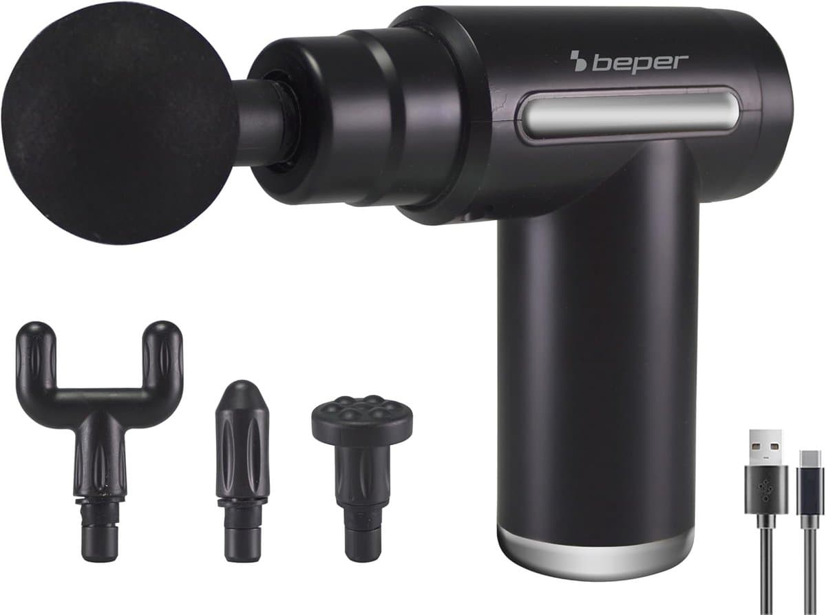 Oplaadbaar Massagepistool met 4 Hoofden en 6 Intensiteitsniveaus — afbeelding 1