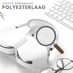 Ainy - Wit Case Accessoires - Koptelefoon hoes geschikt voor Apple Airpods Max | Zacht Polyester Siliconen Syntetisch Leer materiaal | Magneet sluitingen — thumbnail 5