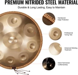 Handpan Drum, 22 In 9 Tonen, D Mineur, met Mallets En Draagtas, voor Volwassenen — thumbnail 3