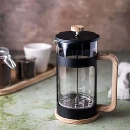 KLAUSBERG French Press 350 ml - Zwarte Cafetière met Houtlook - Glazen Koffiezetter voor Koffie en Thee - Roestvrijstalen Filter - Model KB-7679 — thumbnail 4