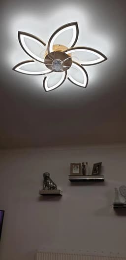 6 Sterren Plafondlamp Met Ventilator - Goud - Met Afstandsbediening - Smart lamp - Dimbaar Met App - 6 Standen Ventilator - Woonkamerlamp - Moderne lamp - Plafoniere — thumbnail 3
