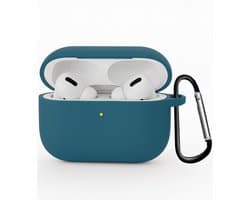 Hoesje - Geschikt voor Apple Airpods Pro 3 - Siliconen Hoes met Clip - Silicone Case Cover - Donkerblauw