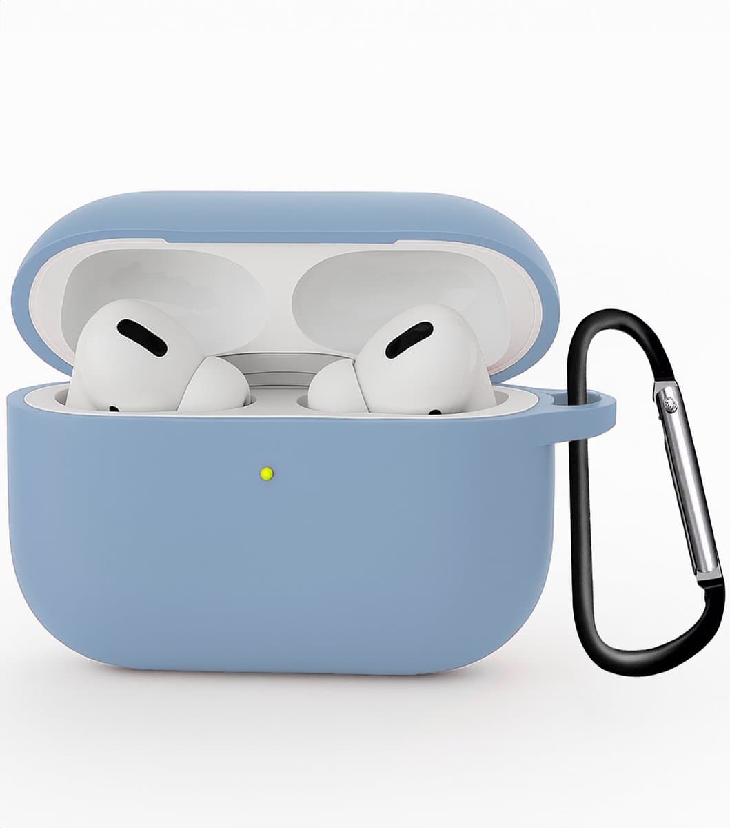 Hoesje - Geschikt voor Apple Airpods Pro 3 - Siliconen Hoes met Clip - Silicone Case Cover - Lichtblauw — afbeelding 1