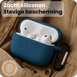 Hoesje - Geschikt voor Apple Airpods Pro 3 - met Clip - Siliconen Hoes - Silicone Case Cover - Donkerblauw — thumbnail 4