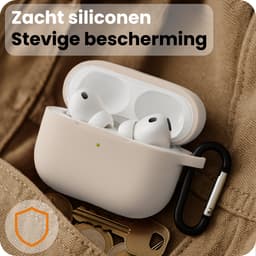 Hoesje - Geschikt voor Apple Airpods Pro 3 - met Clip - Siliconen Hoes - Silicone Case Cover - Zand — thumbnail 4