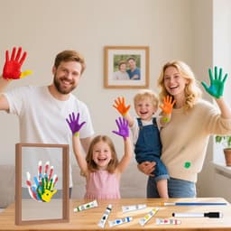 Familie Handafdrukset - Baby Handafdruk en Voetafdruk Set met Ruimte voor 4 Personen - Gepersonaliseerd Cadeau Vaderdag (Walnoot, Houdt 4 Gezinsleden) — thumbnail 5