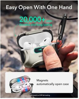 ESR Hoesje Geschikt Voor AirPods Pro 3 (2025) - Cyber FlickLock Case - Compatibel met MagSafe - Karabijnhaak - Titanium — thumbnail 5