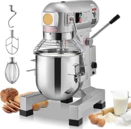 Professionele Keukenmixer – Mixer – Standmixer – Industriële Mixer – RVS Mengkom – Verstelbare Snelheden – Timingfunctie - 15QT - 550W — thumbnail 1