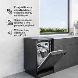 Klarstein Vaatwasser Velaire 45 cm - vrijstaand, 10 couverts, 9 programma's, stil 42 dB, energieklasse B, AquaStop, kinderslot, compact ontwerp - Vaatwasmachine - voor Keuken - Energiezuinig - Dishwasher - Afwasmachine — thumbnail 5