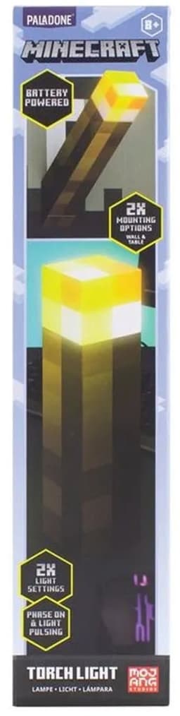 Minecraft Torch Light – Officieel Gelicentieerd, 2 Lichtmodi, Wand‑ of Vrijstaand Gebruik, Batterijgevoede Lamp voor Minecraft Fans- Paladone — thumbnail 3