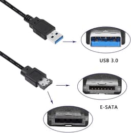 USB naar eSATA converterkabel 5 Gbit/s - 1m voor HDD/SSD/ODD laptops — thumbnail 3