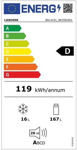Liebherr IRd 4151 Prime, 183 l, Ingebouwd, D, 29 dB, SN-T, 2 kg/24u — thumbnail 2