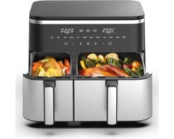 XXL Heteluchtfriteuse met Dubbele Kamer en 11 Liter Capaciteit – Airfryer met 10 Kookprogramma's en Touchscreen