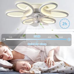 MUPOO Smart Plafondventilator met verlichting Ø65 cm - LED Dimbaar - 3 Lichtkleuren - Met Afstandsbediening & APP - 6 Snelheden - Timer - Zomer/Winter functie - Modern plafond ventilator voor Woonkamer Slaapkamer Kantoor — thumbnail 4