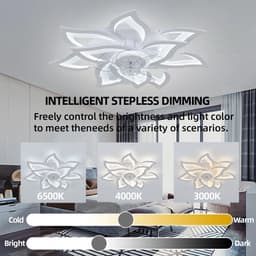 Aafinity Lamp - Plafondlamp - Plafonniere - Ventilator - Plafond lamp - Led - Beige - Neutrale kleur - Bloemvorm - 6 snelheden — thumbnail 5