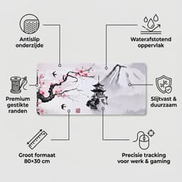 Grote Muismat 80x30 | Gaming Muismat | Wit | XXL | Antislip | Desktop Mat | Computer Mat | Blossom — thumbnail 2