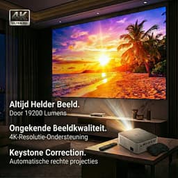 VUBIO Vortex Mini Beamer 4K | ANDROID | WIFI | AI Color Engine | 19200 Lumen | Max 300" | 3D Ready | Automatische Keystone | 2 Ingebouwde Speakers | LED Mini Projector — thumbnail 3